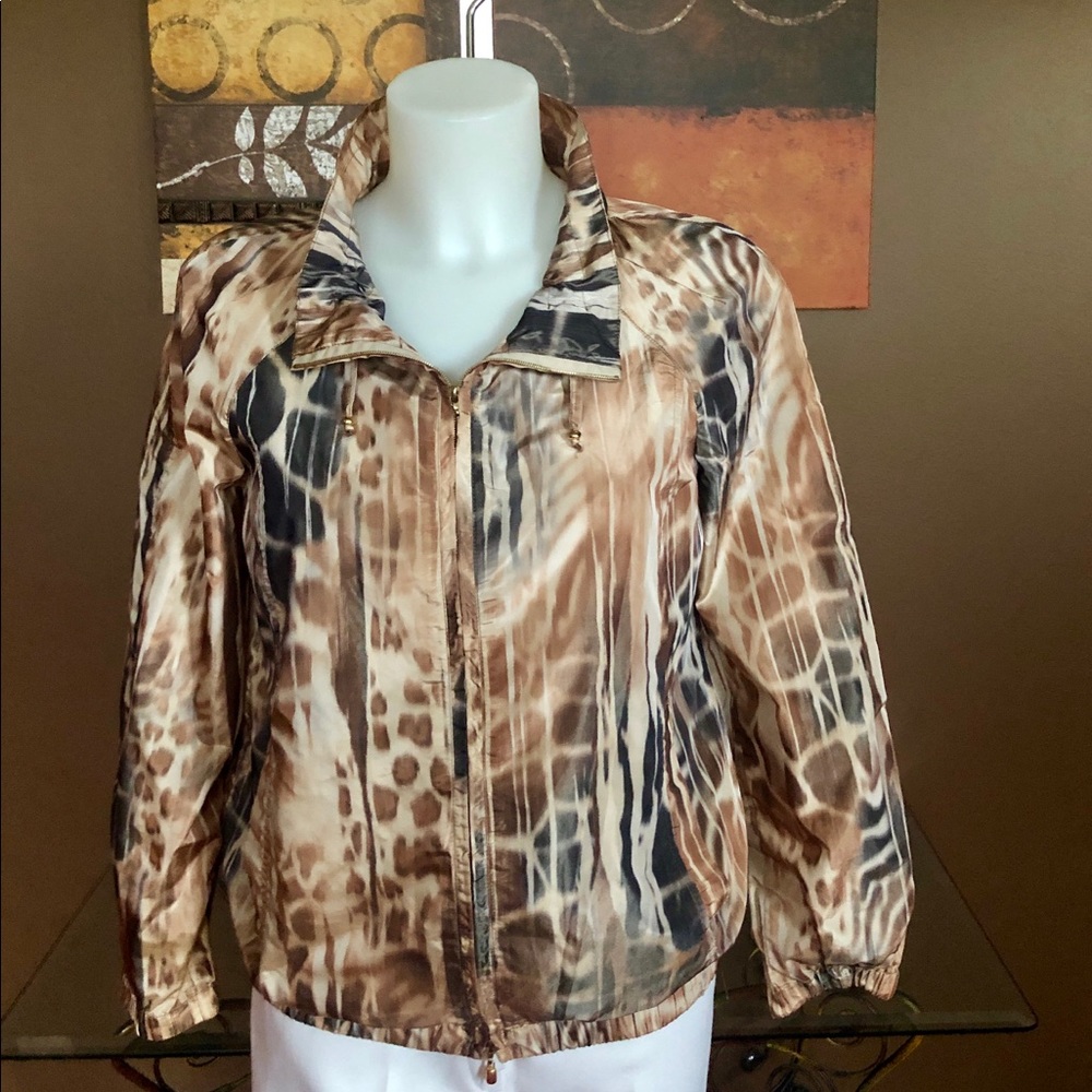 St. John Animal Print Collarless Jacket - Size P